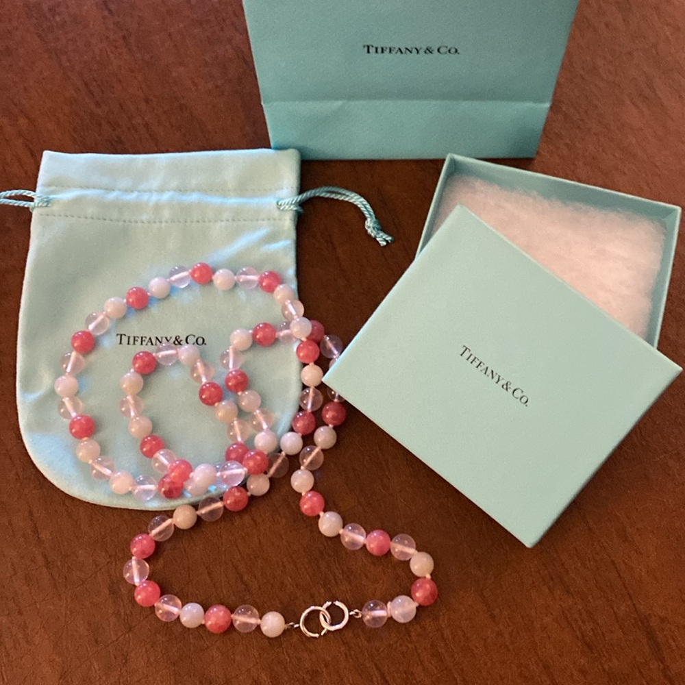 💐Tiffany Palamo Picasso • 10mm • Pink Bead Necklace • Rare • Sterling Clasp